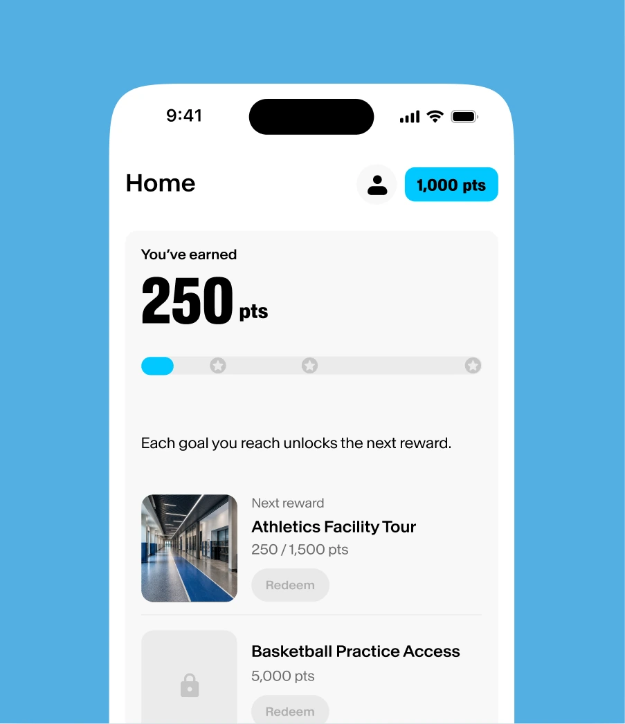 Homecrowd app showing points earned and upcoming rewards
